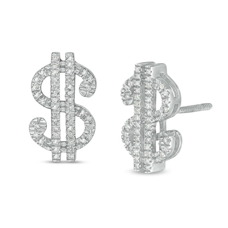 1/8 CT. T.W. Diamond Dollar Sign Stud Earrings in Sterling Silver