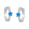 Thumbnail Image 0 of Diamond Accent Blue Enamel Star Huggie Hoop Earrings in Sterling Silver