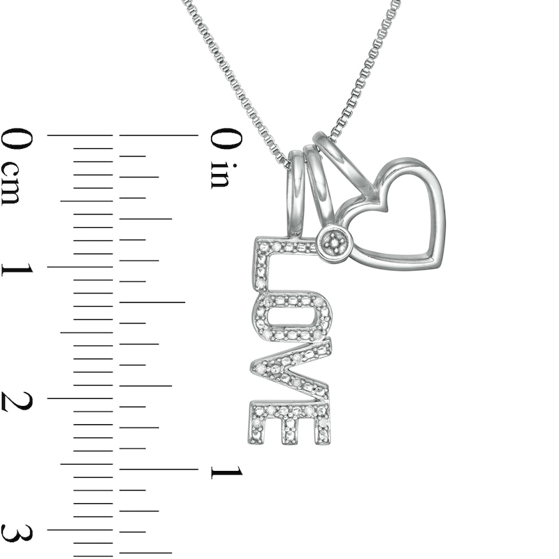 Diamond Accent "LOVE" Theme Charms Pendant in Sterling Silver