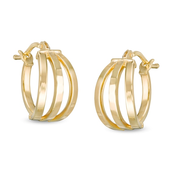 10mm Triple Hoop Earrings in 10K Gold | Piercing Pagoda