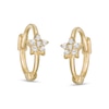 Thumbnail Image 0 of Cubic Zirconia Flower Huggie Hoop Earrings in 10K Gold