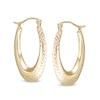 Thumbnail Image 0 of 10.3mm Diamond-Cut Hollow Oval Hoop Earrings in 10K Gold
