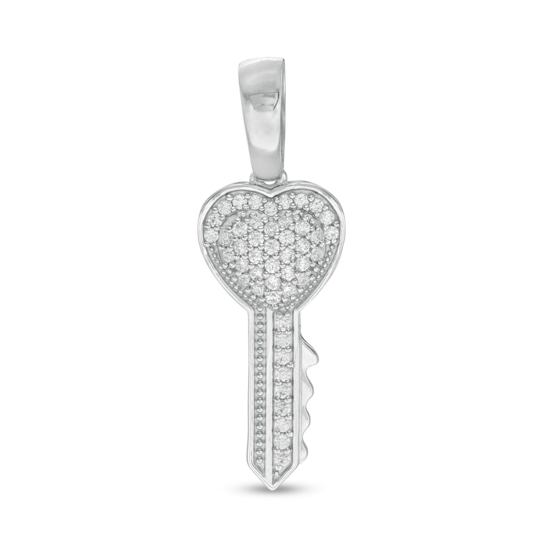 Cubic Zirconia Heart-Top Key Charm in Sterling Silver