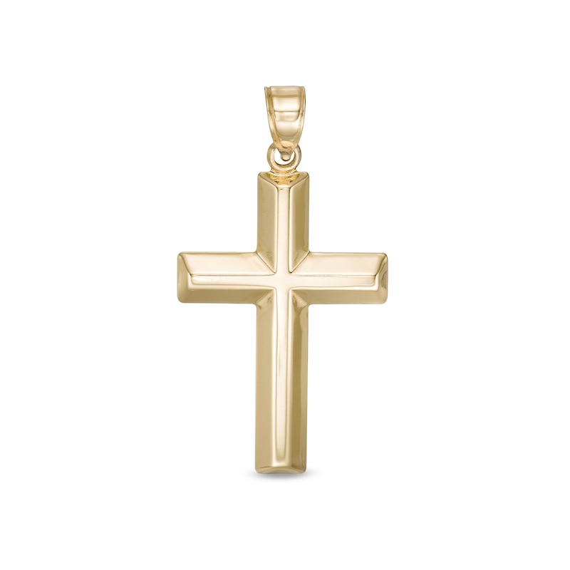 Puffed Cross Charm in 10K Stamp Hollow Gold