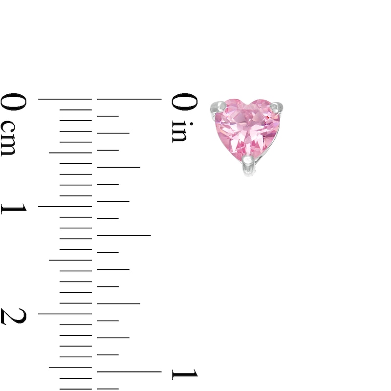 6mm Heart-Shaped Pink Cubic Zirconia Solitaire Stud Earrings in Sterling Silver