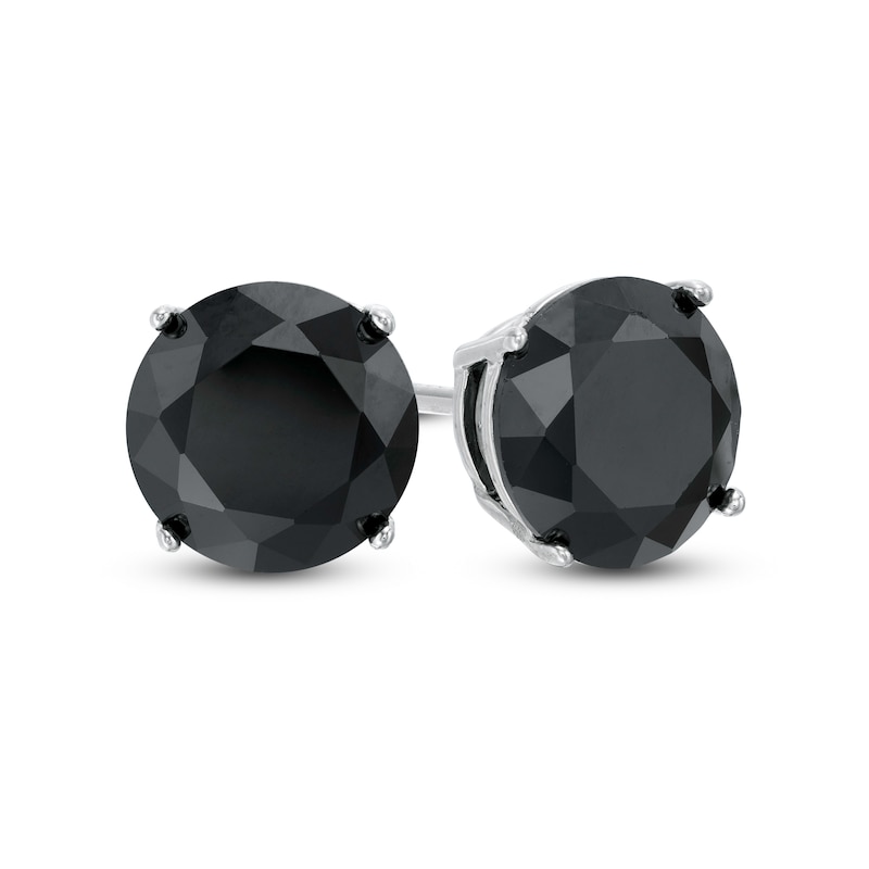 8mm Black Cubic Zirconia Solitaire Stud Earrings in Sterling Silver