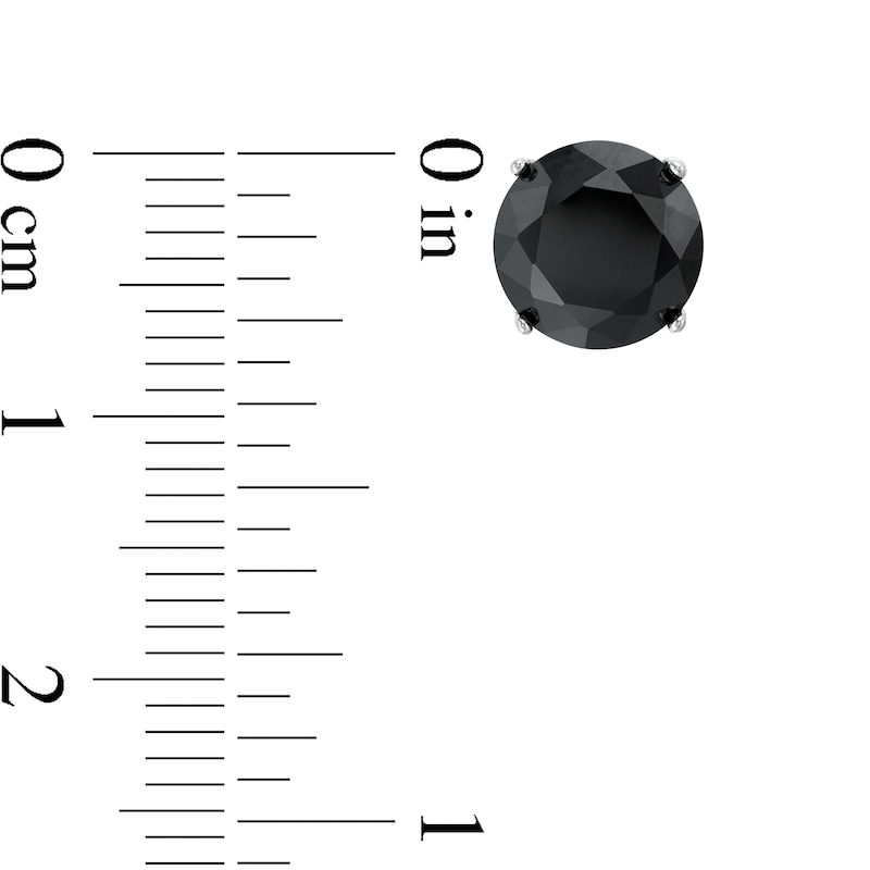 8mm Black Cubic Zirconia Solitaire Stud Earrings in Sterling Silver
