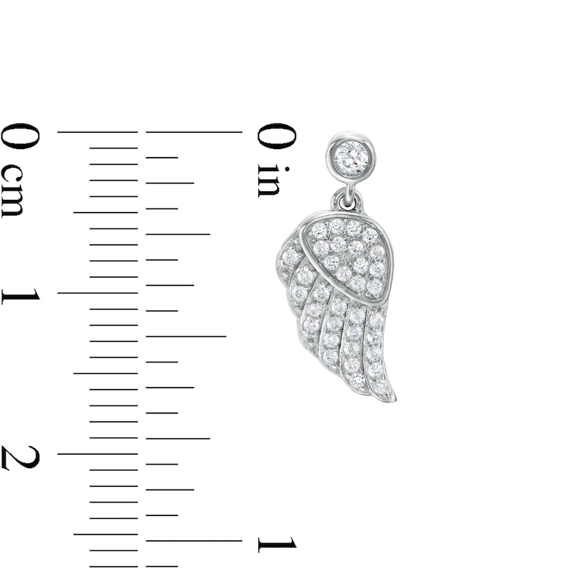 Cubic Zirconia Wing Dangle Drop Earrings in Sterling Silver