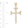 Thumbnail Image 1 of Cubic Zirconia 38mm Nail Cross Charm in 10K Gold