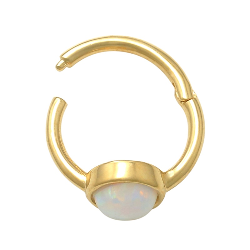 10K Gold Simulated Opal Hoop - 18G 5/16"