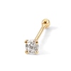 Thumbnail Image 0 of 018 Gauge Diamond Accent Solitaire Straight Nose Bone Barbell in 14K Gold - 1/4"