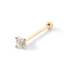 Thumbnail Image 1 of 018 Gauge Diamond Accent Solitaire Straight Nose Bone Barbell in 14K Gold - 1/4"