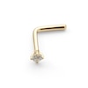 Thumbnail Image 2 of 018 Gauge Diamond Accent Solitaire L-Shape Nose Barbell in 14K Gold - 1/4"