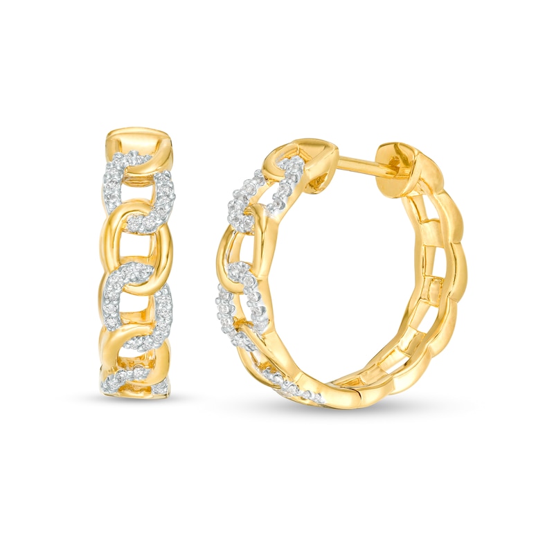 1/5 CT. T.W. Diamond Chain Link Hoop Earrings in 10K Gold