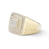 Thumbnail Image 2 of 1 CT. T.W. Diamond Double Frame Ribbed Shank Ring in 10K Gold