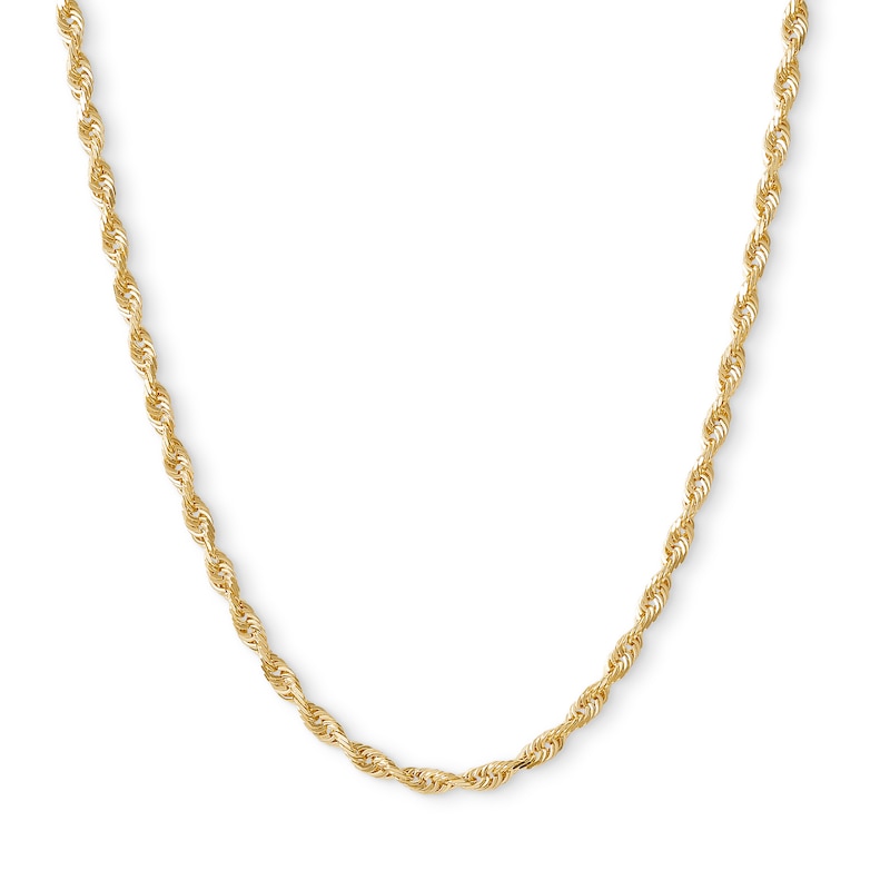 020 Gauge Solid Rope Chain Necklace in 10K Gold - 22"