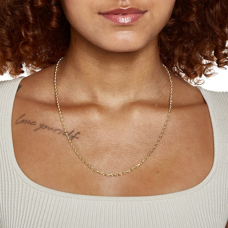020 Gauge Solid Rope Chain Necklace in 10K Gold - 22"