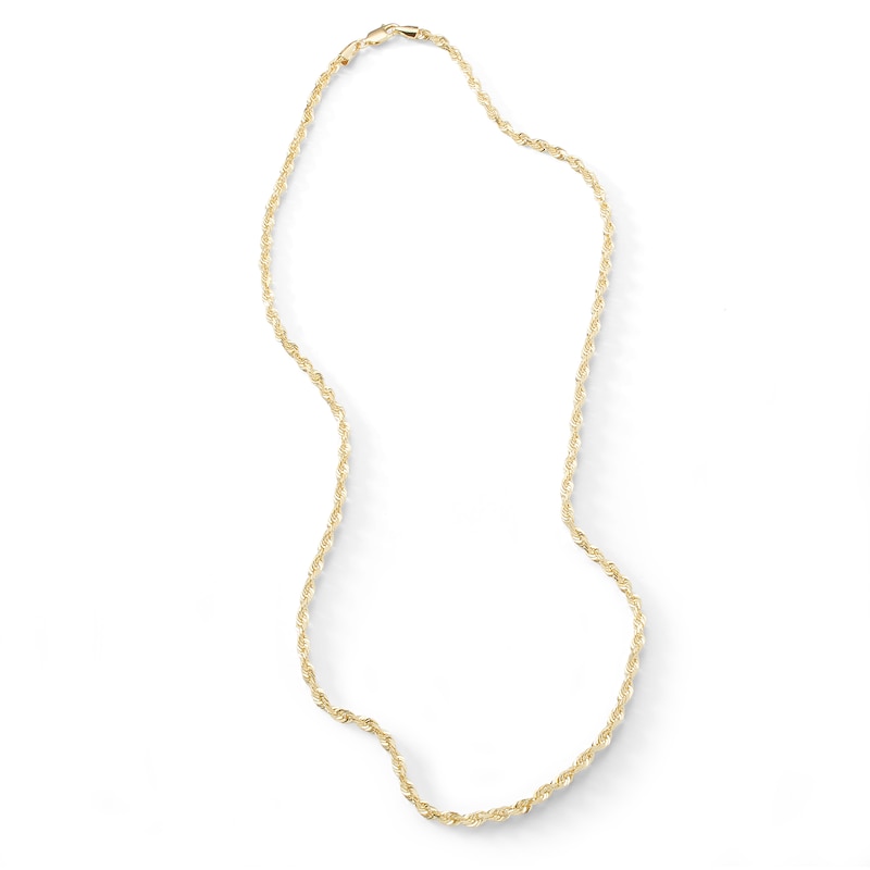 024 Gauge Solid Rope Chain Necklace in 10K Gold - 20"