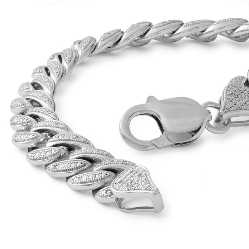 1/6 CT. T.W. Diamond Curb Chain Bracelet in Sterling Silver - 8.5"
