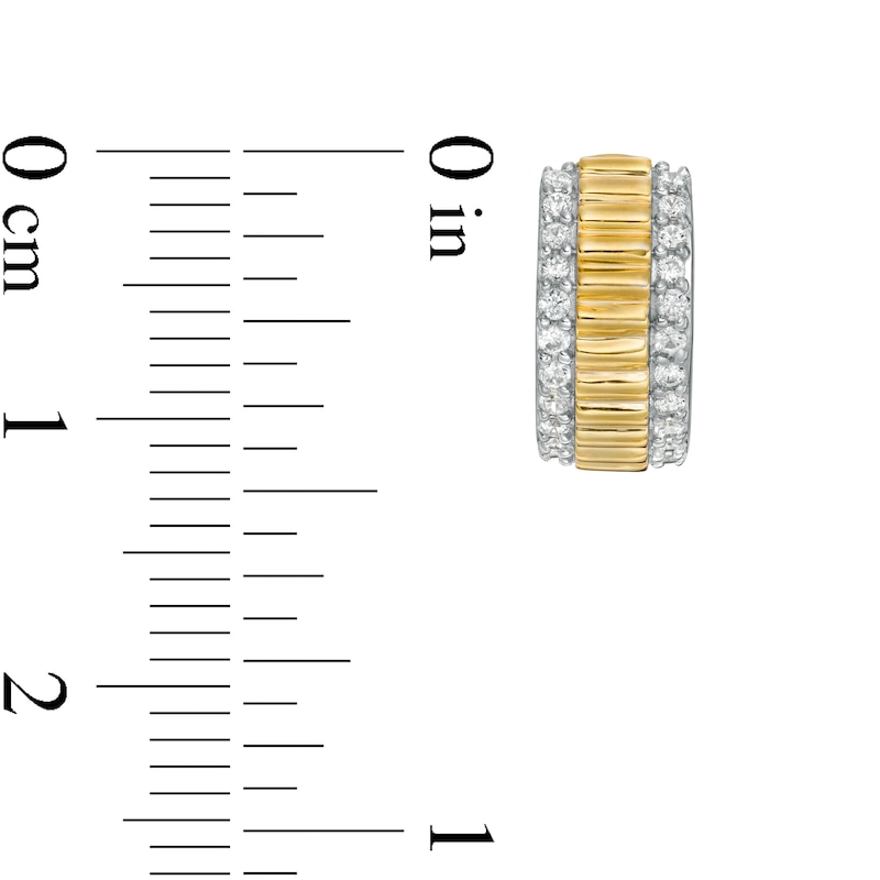 1/3 CT. T.W. Diamond Edge Ribbed Huggie Hoop Earrings in 10K Gold