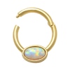 Thumbnail Image 1 of 10K Gold Simulated Oval Opal Hoop - 16G