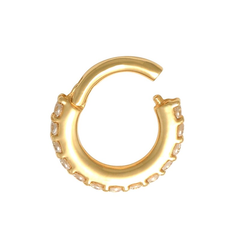 018 Gauge 6mm Cubic Zirconia Nose Ring in 10K Gold | Piercing Pagoda