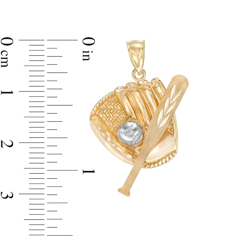 Baseball Bat, Ball and Glove Charm in 10K Solid Two-Tone Gold