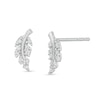 Thumbnail Image 0 of Cubic Zirconia Leaf Stud Earrings in 10K White Gold