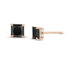 Thumbnail Image 0 of 5mm Princess-Cut Black Cubic Zirconia Solitaire Stud Earrings in 14K Rose Gold