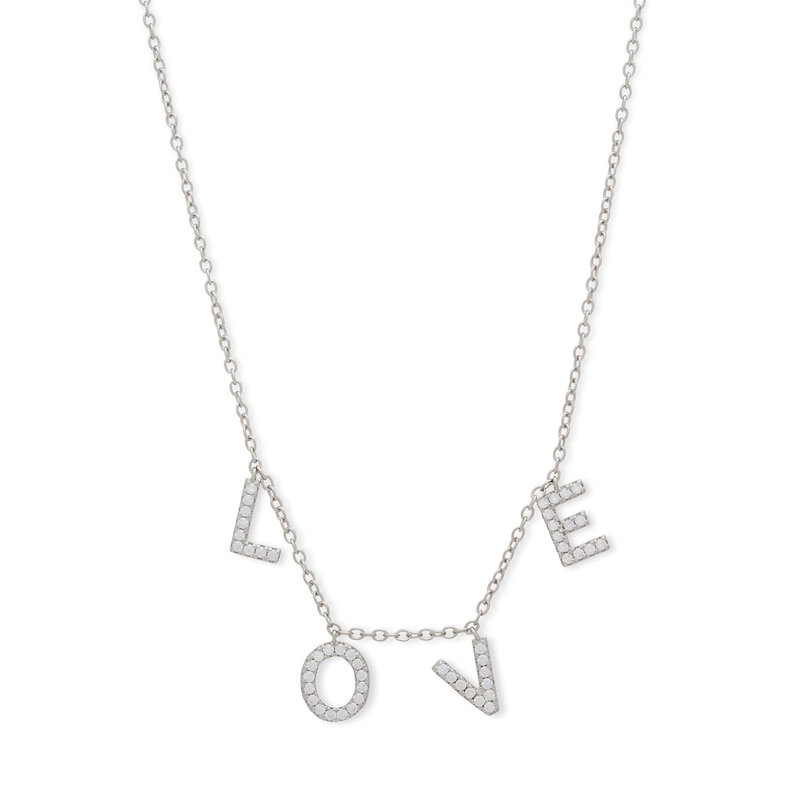 Sterling Silver CZ "LOVE" Necklace