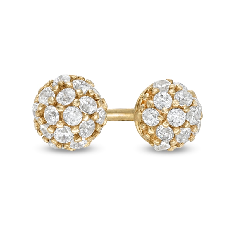 Cubic Zirconia Ball Stud Earrings in 10K Gold