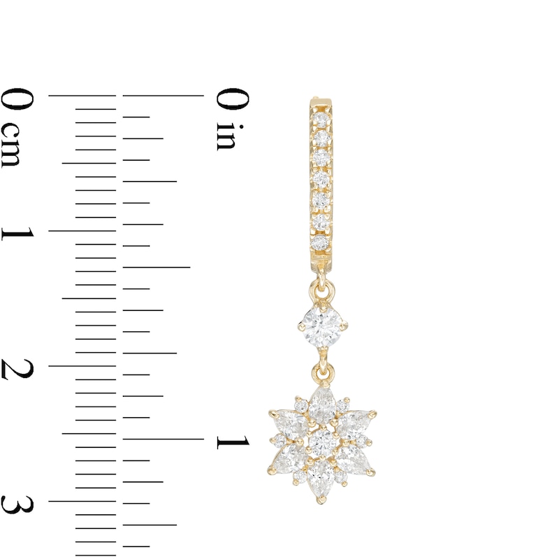 Pear-Shaped Cubic Zirconia Flower Drop Earrings in 10K Gold
