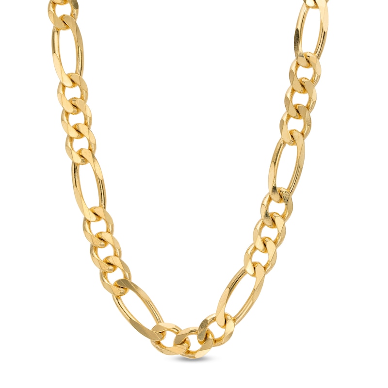 Made in Italy 200 Gauge Figaro Chain Necklace in Solid Sterling Silver with 10K Gold Plate - 26"