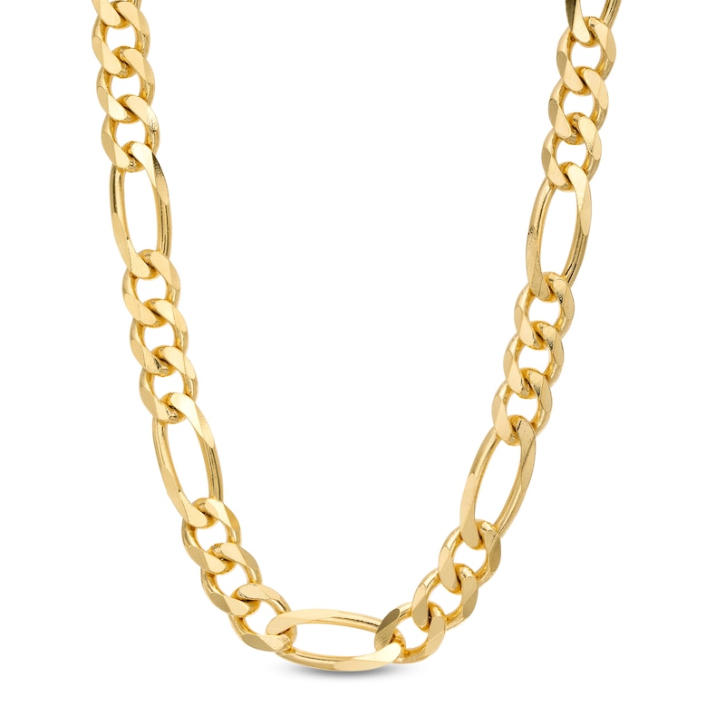 Made in Italy 200 Gauge Figaro Chain Necklace in Solid Sterling Silver with 10K Gold Plate - 22"