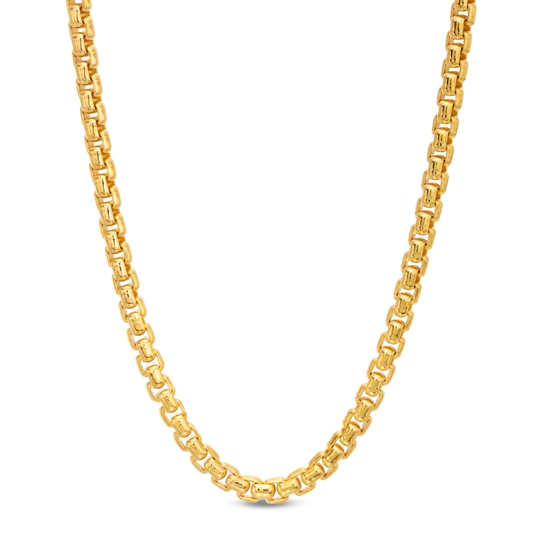 Made in Italy 040 Gauge Oval Box Chain Necklace in Solid Sterling Silver with 10K Gold Plate - 26"