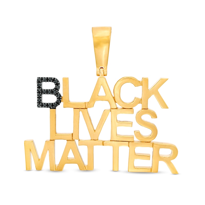 1/20 CT. T.W. Black Diamond "Black Lives Matter" Necklace Charm in Sterling Silver with 14K Gold Plate