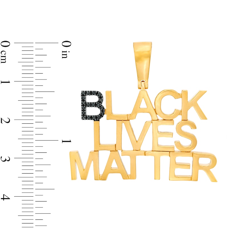 1/20 CT. T.W. Black Diamond "Black Lives Matter" Necklace Charm in Sterling Silver with 14K Gold Plate