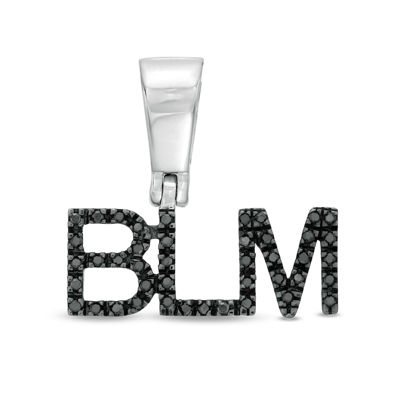 1/8 CT. T.W. Black Diamond "BLM" Empowerment Necklace Charm in Sterling Silver