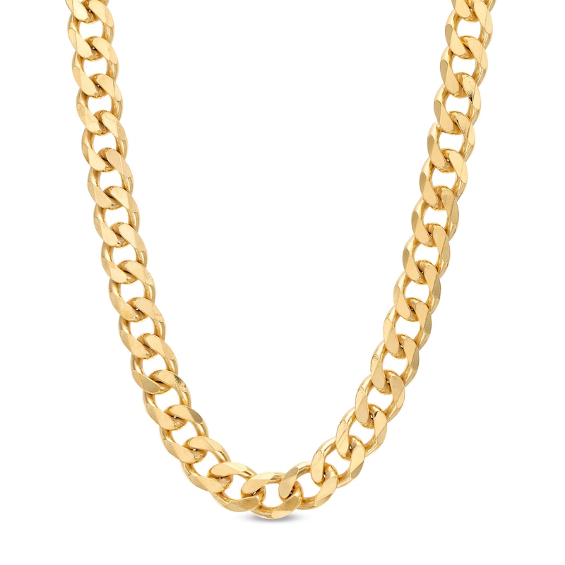 Made in Italy 220 Gauge Curb Chain Necklace in Solid Sterling Silver with 10K Gold Plate - 22"
