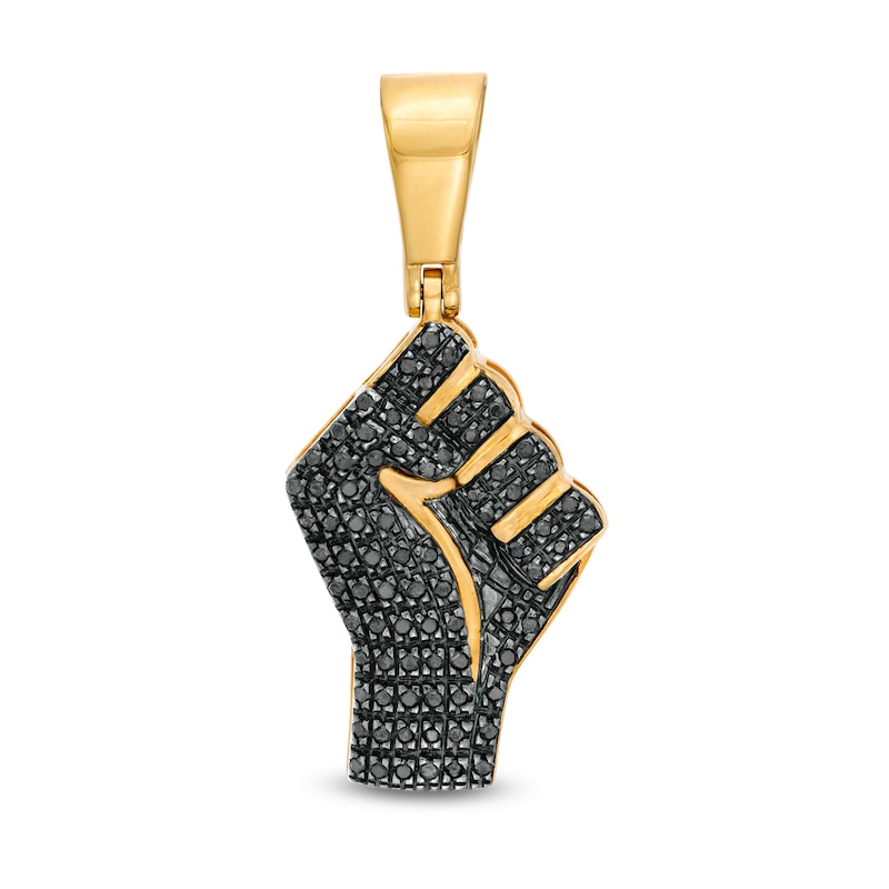1/4 CT. T.W. Black Diamond Fist Symbol Empowerment Necklace Charm in Sterling Silver with 14K Gold Plate