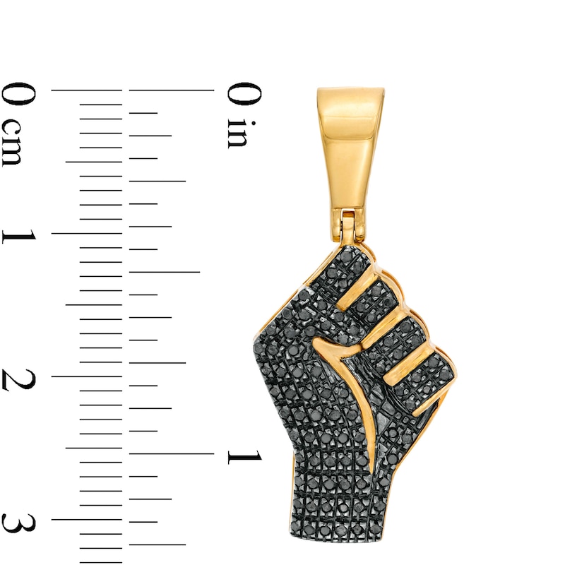 1/4 CT. T.W. Black Diamond Fist Symbol Empowerment Necklace Charm in Sterling Silver with 14K Gold Plate