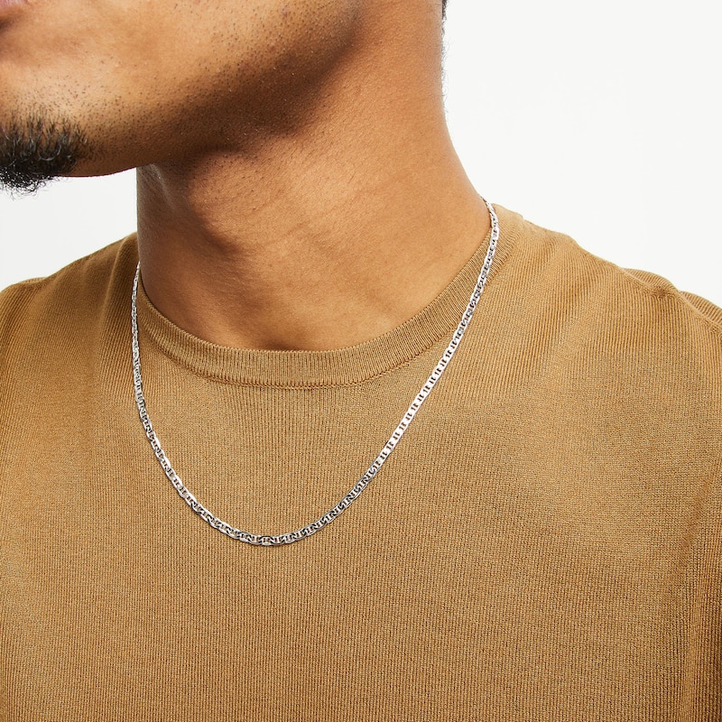 100 Gauge Solid Mariner Chain Necklace in Sterling Silver - 22"