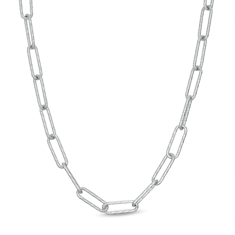 100 Gauge Diamond-Cut Paper Clip Chain Necklace in Sterling Silver - 20"