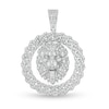 Thumbnail Image 0 of Cubic Zirconia Lion Head Chain Link Frame Medallion Necklace Charm in Solid Sterling Silver