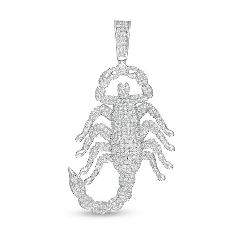 Cubic Zirconia Scorpion Necklace Charm in Sterling Silver