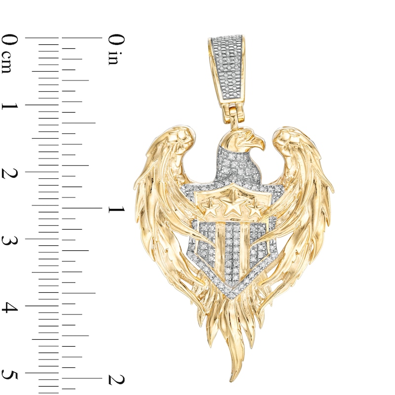 1/6 CT. T.W. Diamond Eagle with Shield Necklace Charm in Sterling Silver with 14K Gold Plate