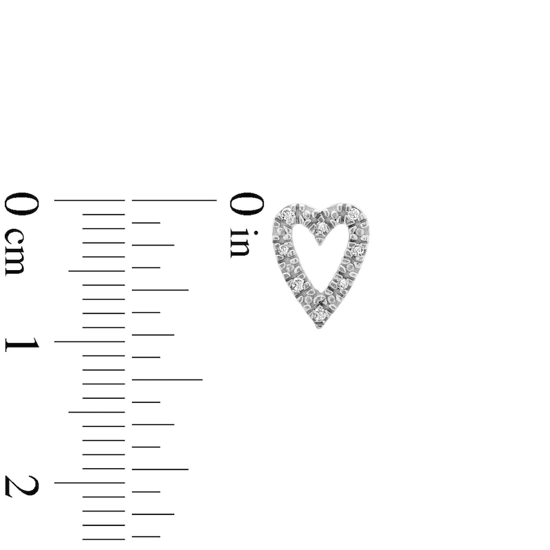 Diamond Accent Heart Outline Stud Earrings in Sterling Silver