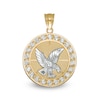 Thumbnail Image 0 of Cubic Zirconia Eagle Frame Medallion Necklace Charm in 10K Two-Tone Gold