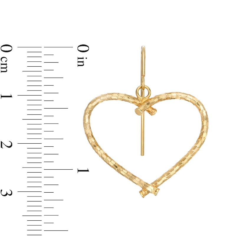 Diamond-Cut Heart Drop Earrings in 10K Hollow Gold