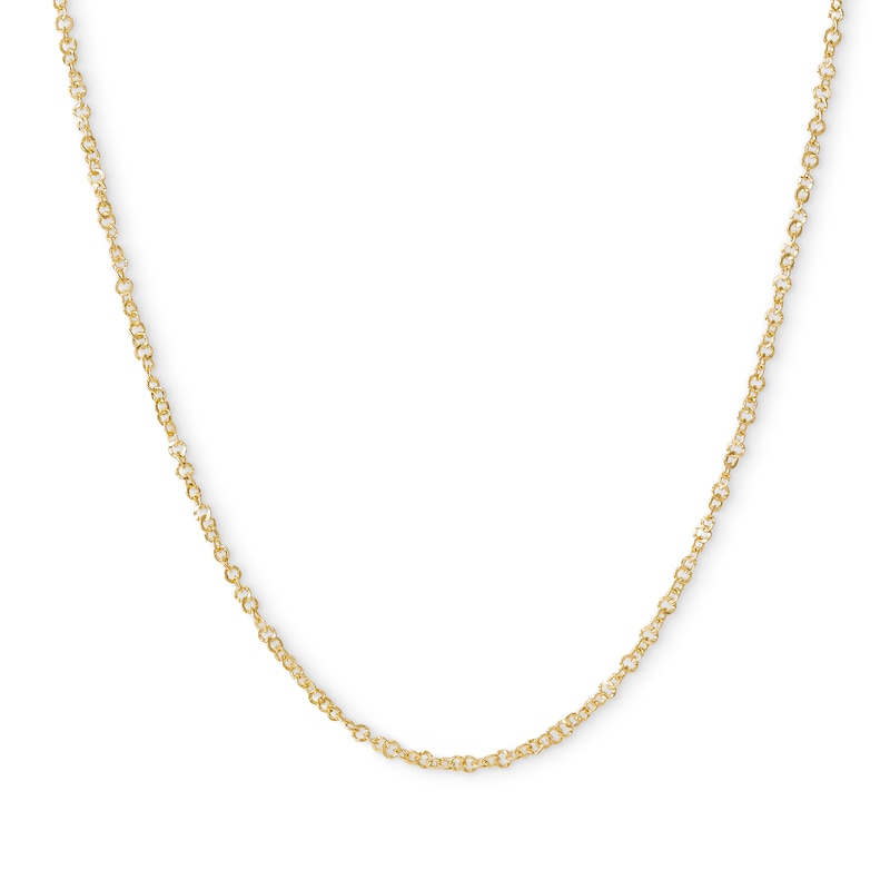 035 Gauge Solid Diamond-Cut Link Chain Necklace in 10K Gold - 18"